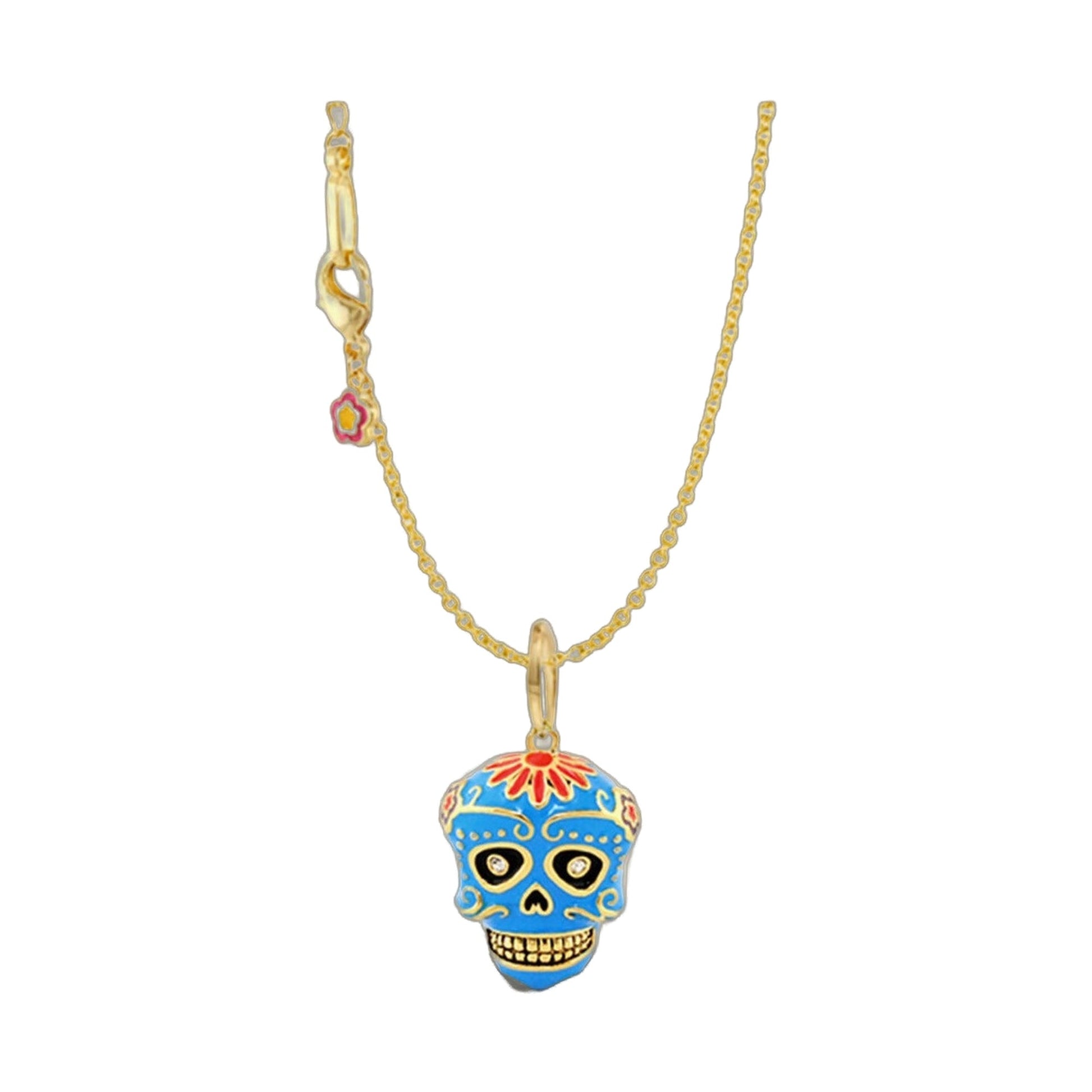 Eau Dia De Los Muertos skull pendant on gold-tone chain by Lauren G Adams on Tampa Home & Garden Store