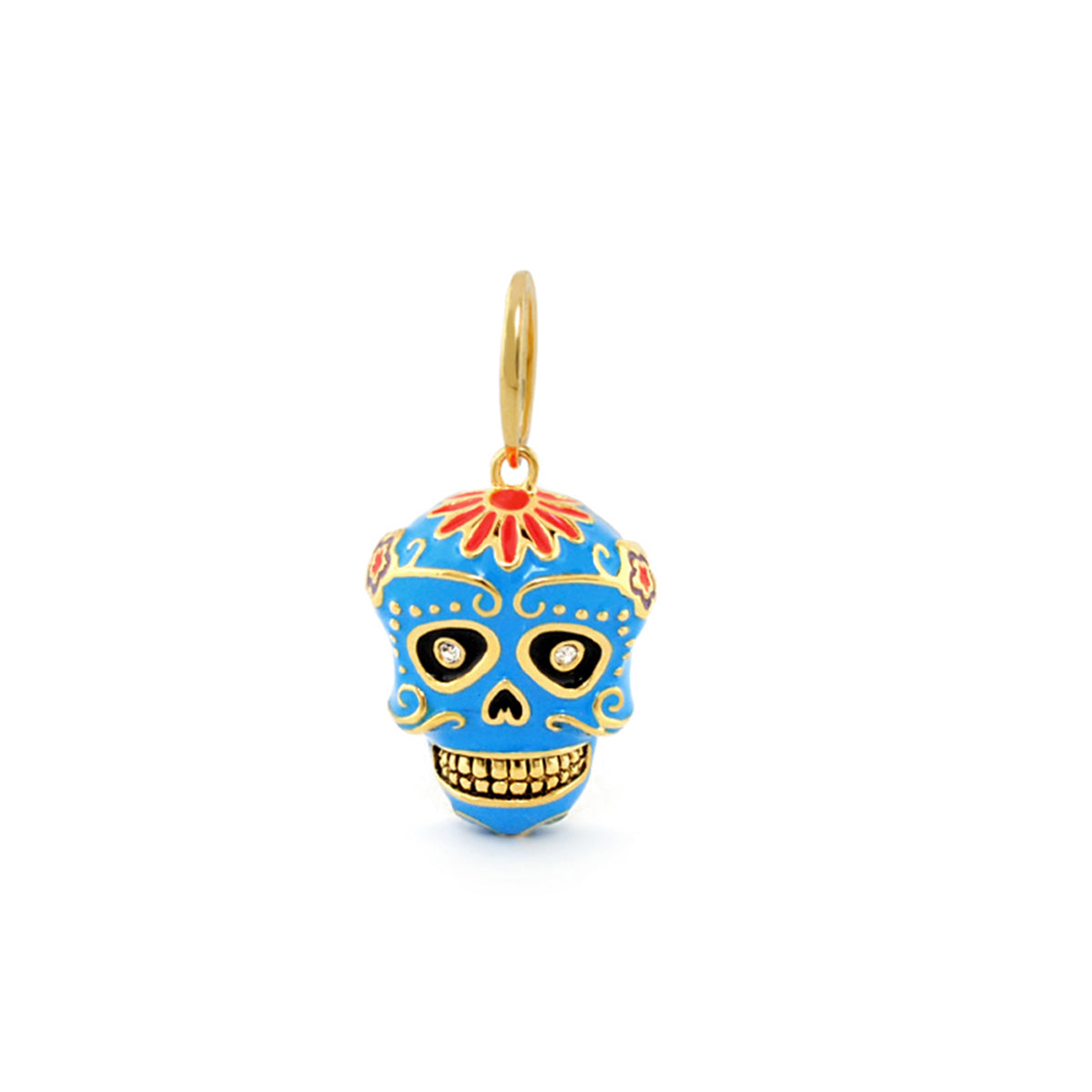Eau Dia De Los Muertos skull pendant in blue enamel with gold detailing by Lauren G Adams on Tampa Home & Garden Store