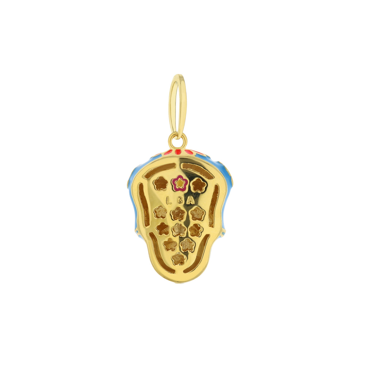 Eau Dia De Los Muertos Skull Pendant by Lauren G Adams, gold-tone charm with enamel accents on Tampa Home & Garden Store