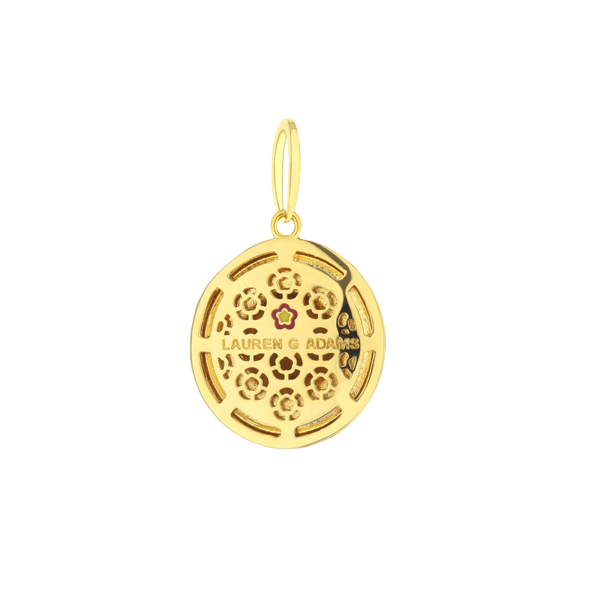 Eau Mexican Sombrero Pendant gold-tone disk charm by Lauren G Adams with openwork lattice bail on Tampa Home & Garden Store