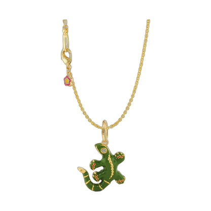 Eau gecko Pendant necklace by Lauren G Adams, gold-tone chain with green gecko charm on Tampa Home & Garden Store