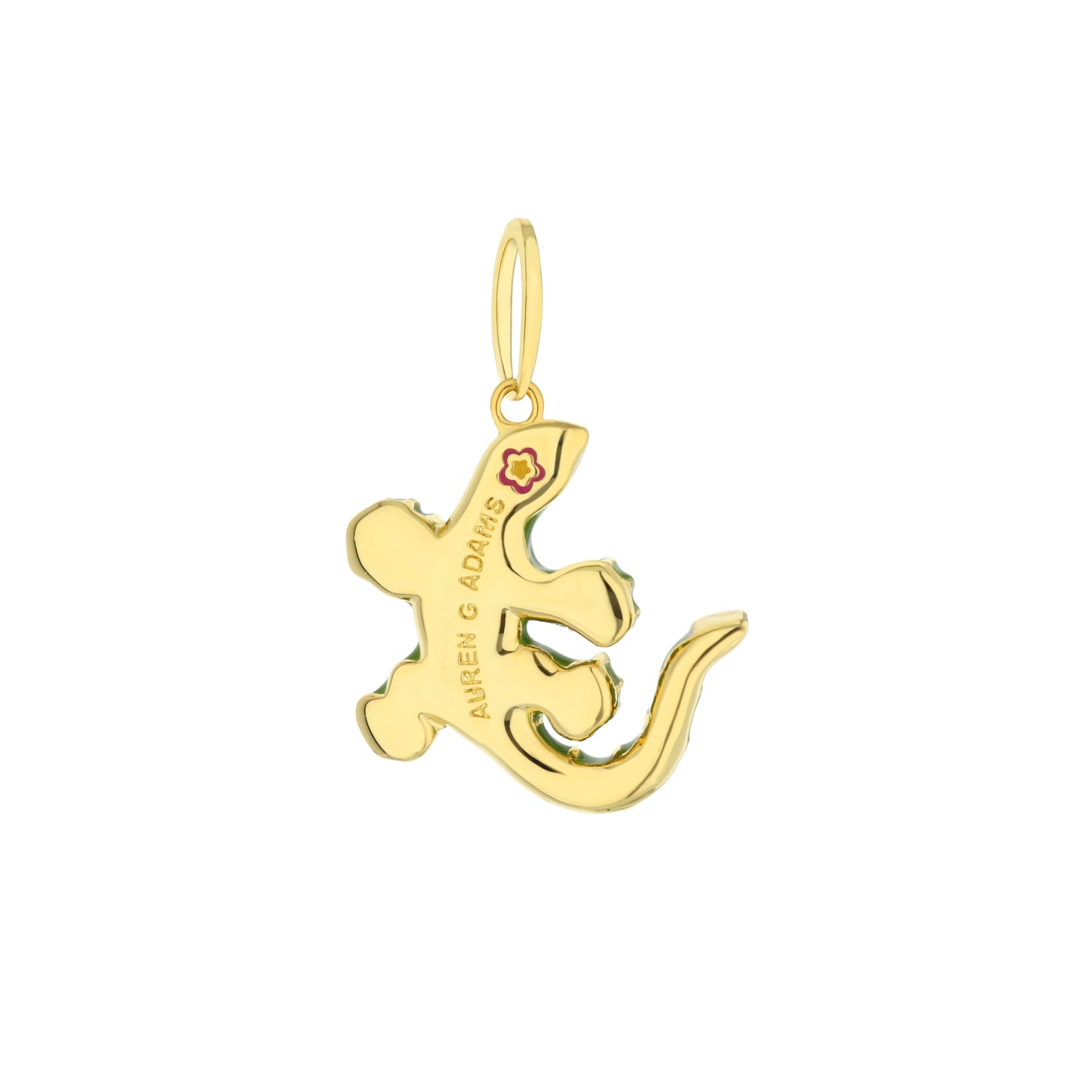Gold-tone Eau gecko pendant with enamel flower detail, Lauren G Adams necklace on Tampa Home & Garden Store