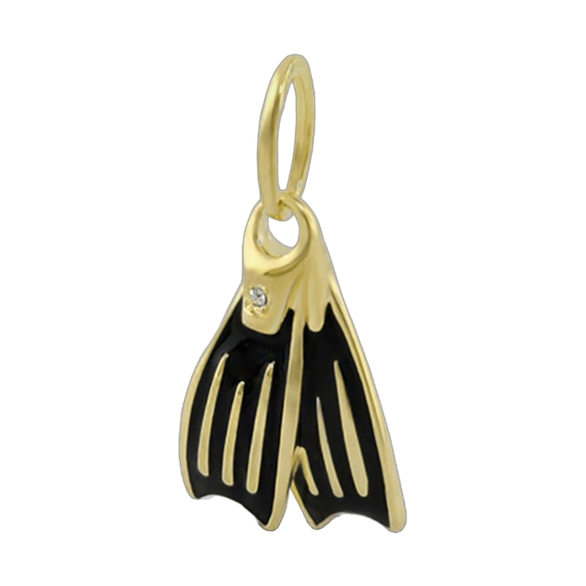 Eau Swimming Fins Pendant necklace by Lauren G Adams, gold-tone fin with black enamel stripes on Tampa Home & Garden Store