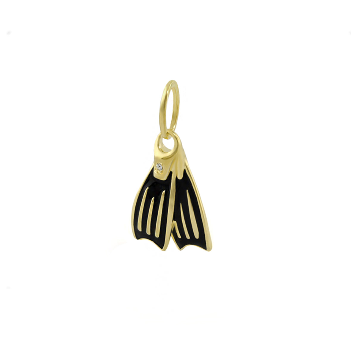 Eau Swimming Fins Pendant gold-tone with black enamel wings and a crystal by Lauren G Adams on Tampa Home & Garden Store