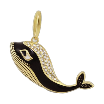 Eau Whale Pendant necklace in gold-tone with black enamel and crystal pavé on Tampa Home & Garden Store