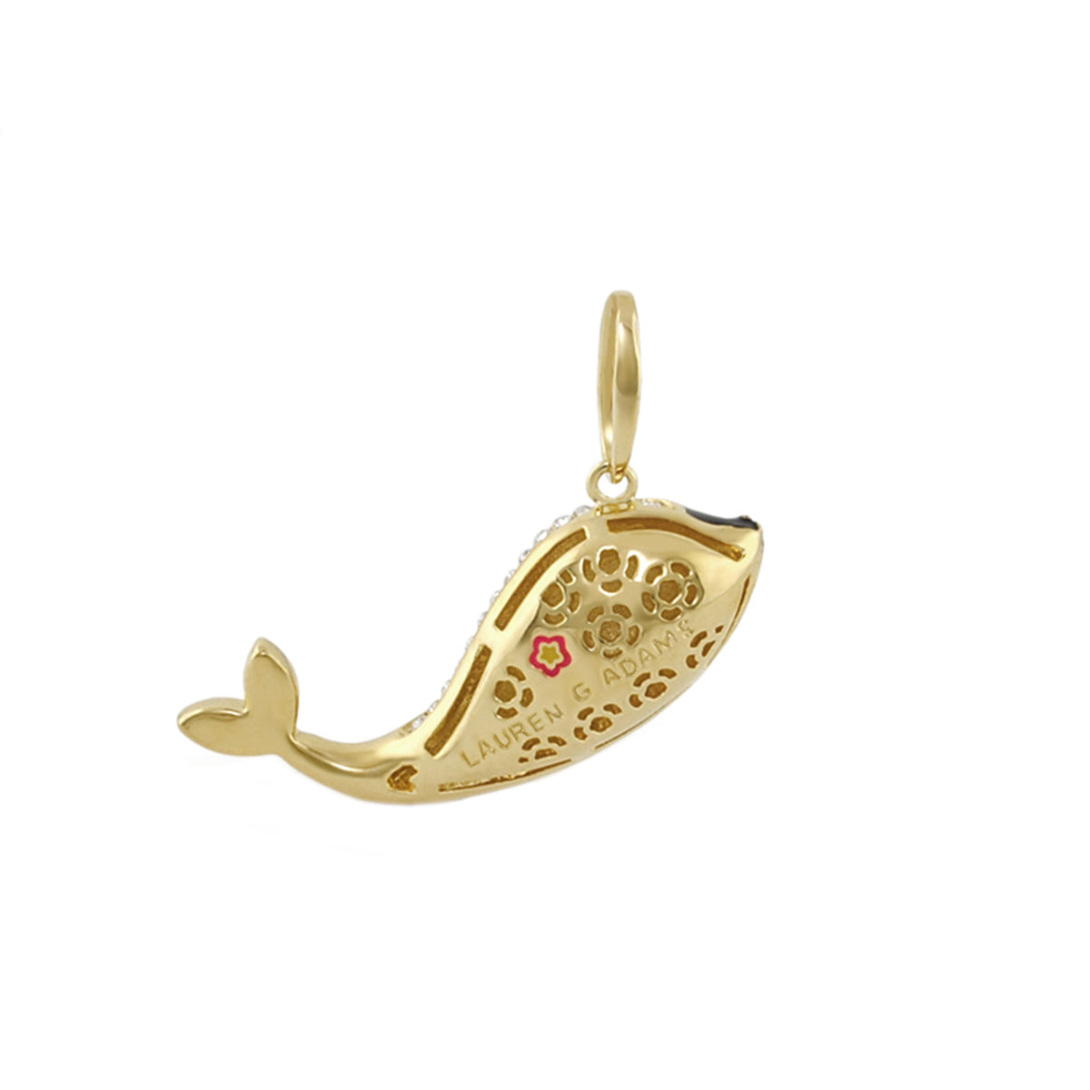 Eau Whale Pendant gold-tone necklace by Lauren G Adams with floral cutouts on Tampa Home & Garden Store
