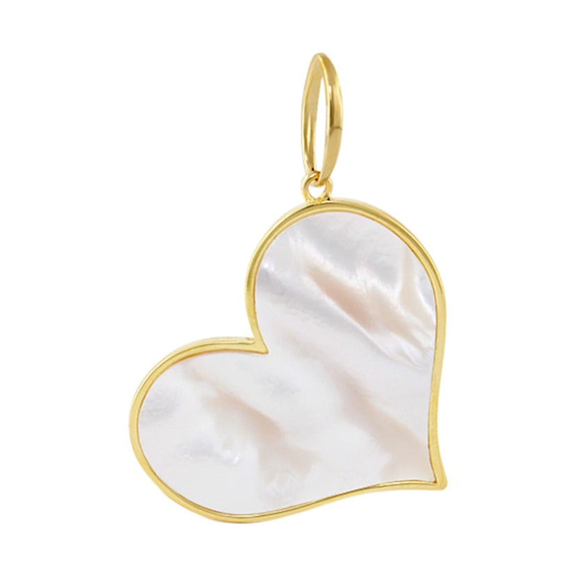 18K Gold Mother of Pearl Pendant, heart-shaped with mother-of-pearl inlay, Lauren G Adams on Tampa Home & Garden Store