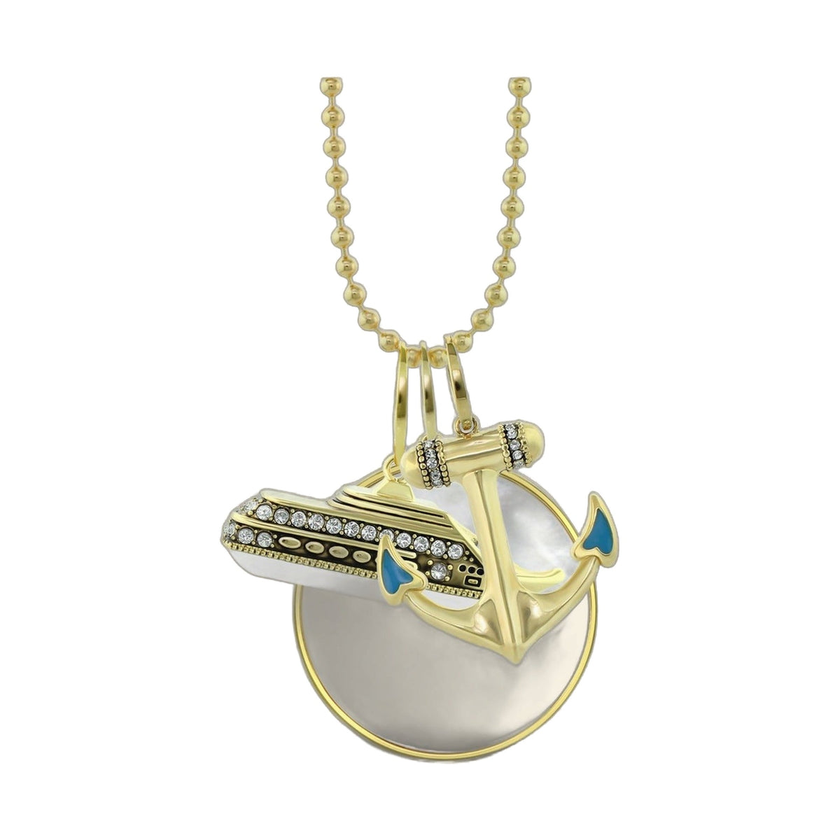 Eau Pendant Necklace by Lauren G Adams, gold-tone sea life pendant with crystals on Tampa Home & Garden Store