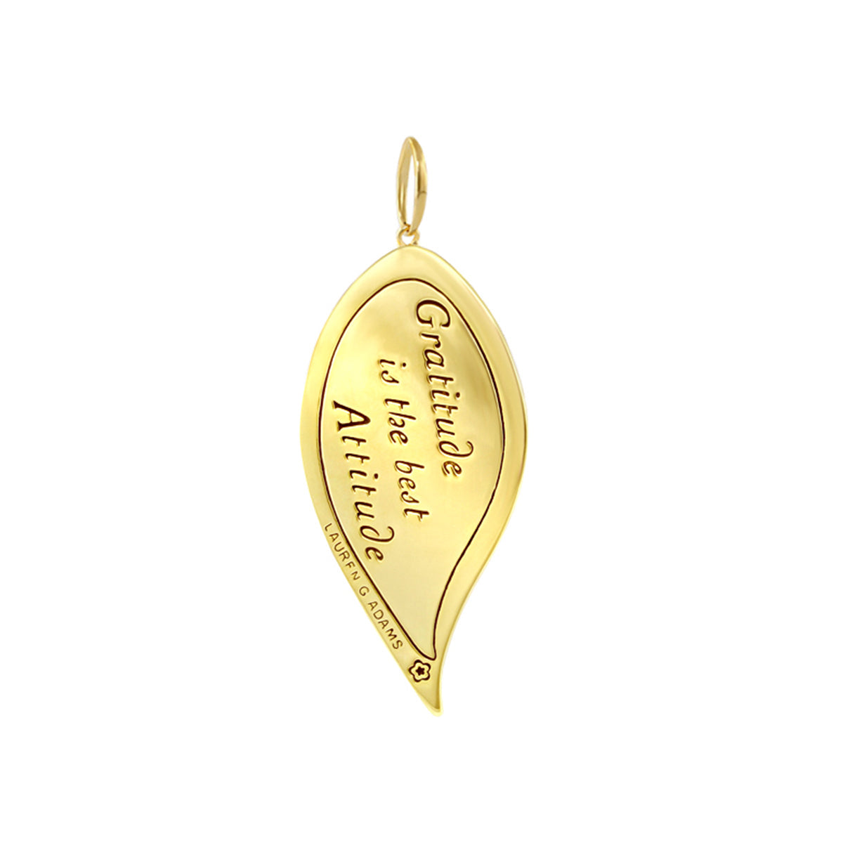 Eau Leaf Pendant gold-tone leaf with engraved Gratitude is how I feel text, Lauren G Adams on Tampa Home & Garden Store