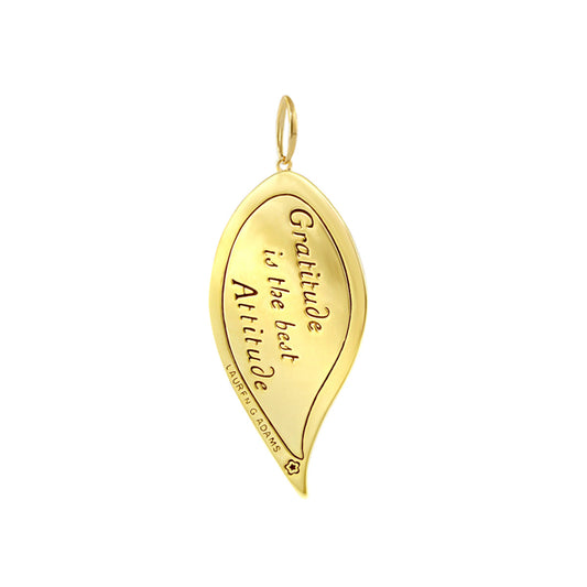 Eau Leaf Pendant gold-tone leaf with engraved Gratitude is how I feel text, Lauren G Adams on Tampa Home & Garden Store