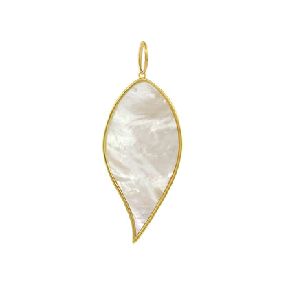 Eau Leaf Pendant gold frame with white mother-of-pearl leaf Lauren G Adams on Tampa Home & Garden Store
