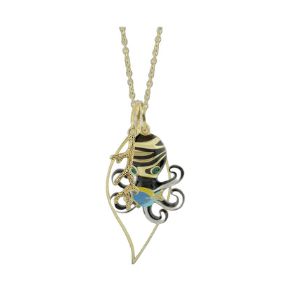 Eau Pendant Necklace with a tiger-striped pendant on a gold-tone chain by Lauren G Adams on Tampa Home & Garden Store