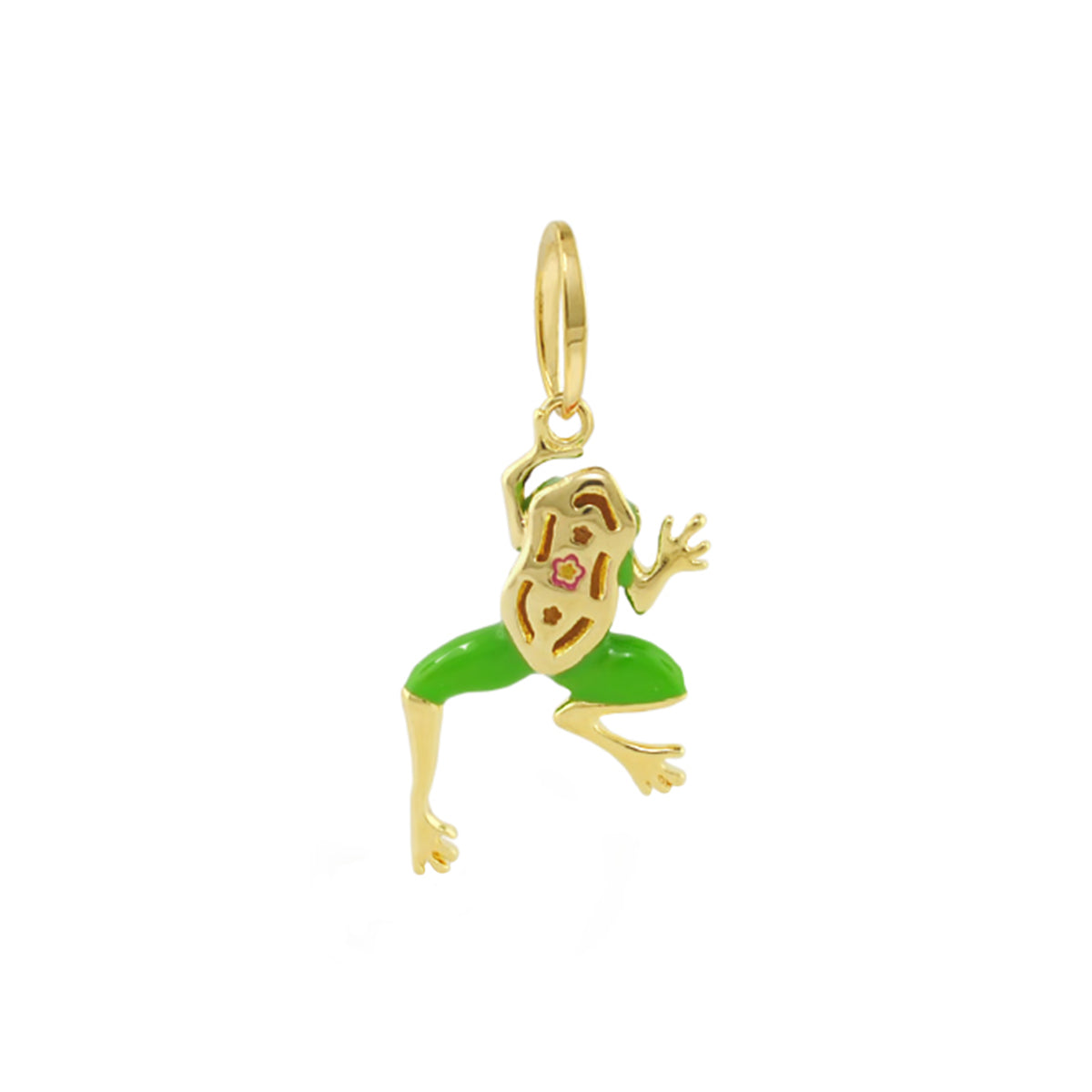 Eau Frog Pendant gold-tone with green enamel legs, Lauren G Adams sea life pendant on Tampa Home & Garden Store