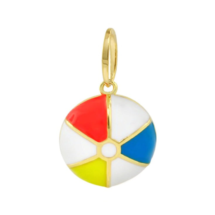 Eau Beach Ball Pendant, Lauren G Adams, gold-tone circular charm with red white blue panels on Tampa Home & Garden Store