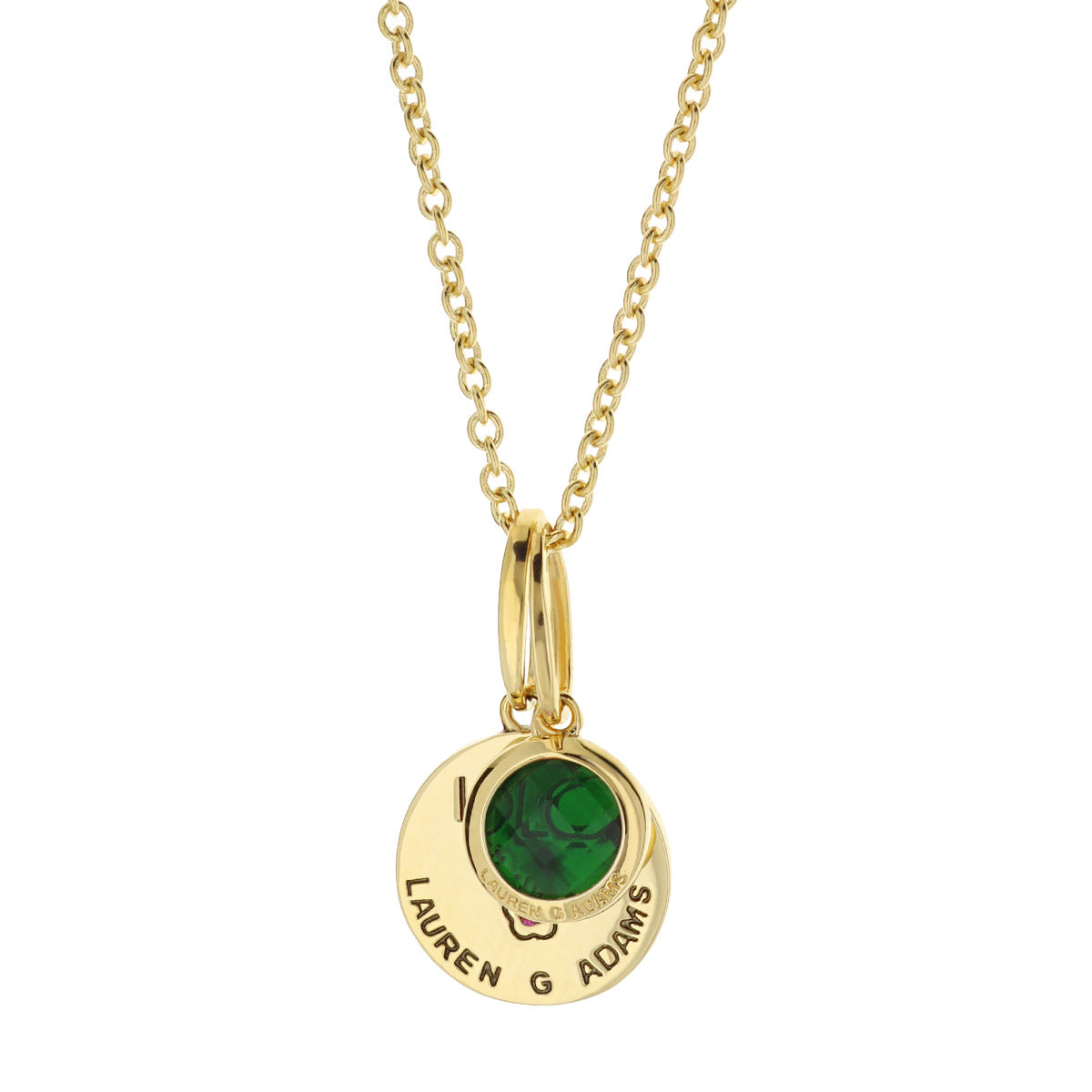 May Birthstone Color Necklace with green emerald pendant on gold chain by Lauren G Adams on Tampa Home & Garden Store