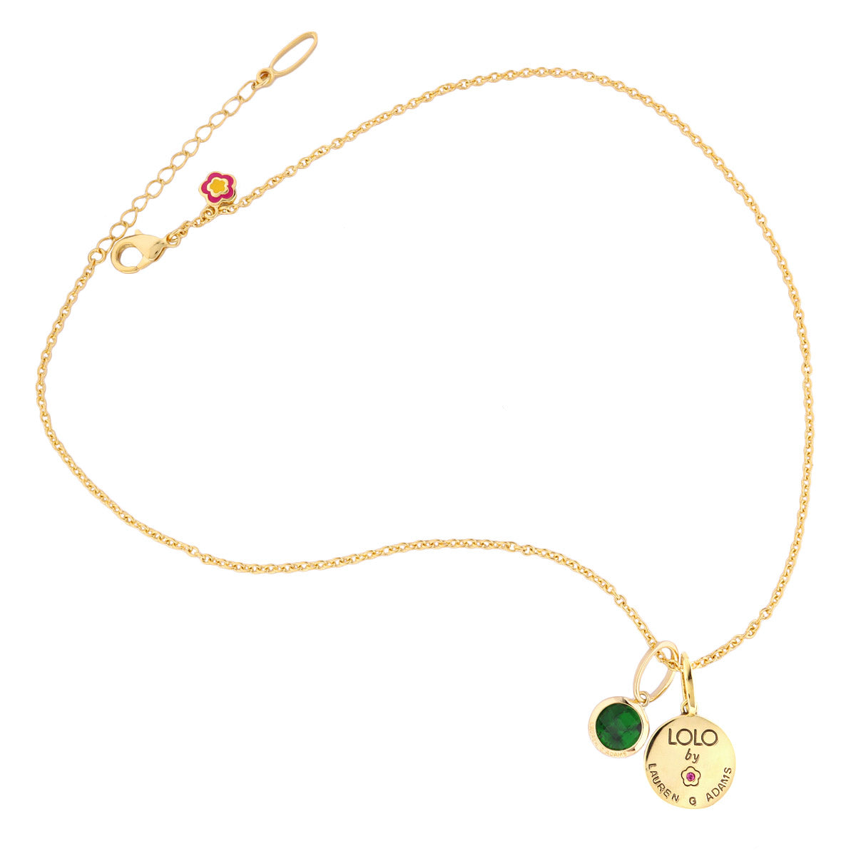 May Birthstone Color Necklace with emerald-green gemstone charm and LOLO by Lauren G Adams disc on Tampa Home & Garden Store