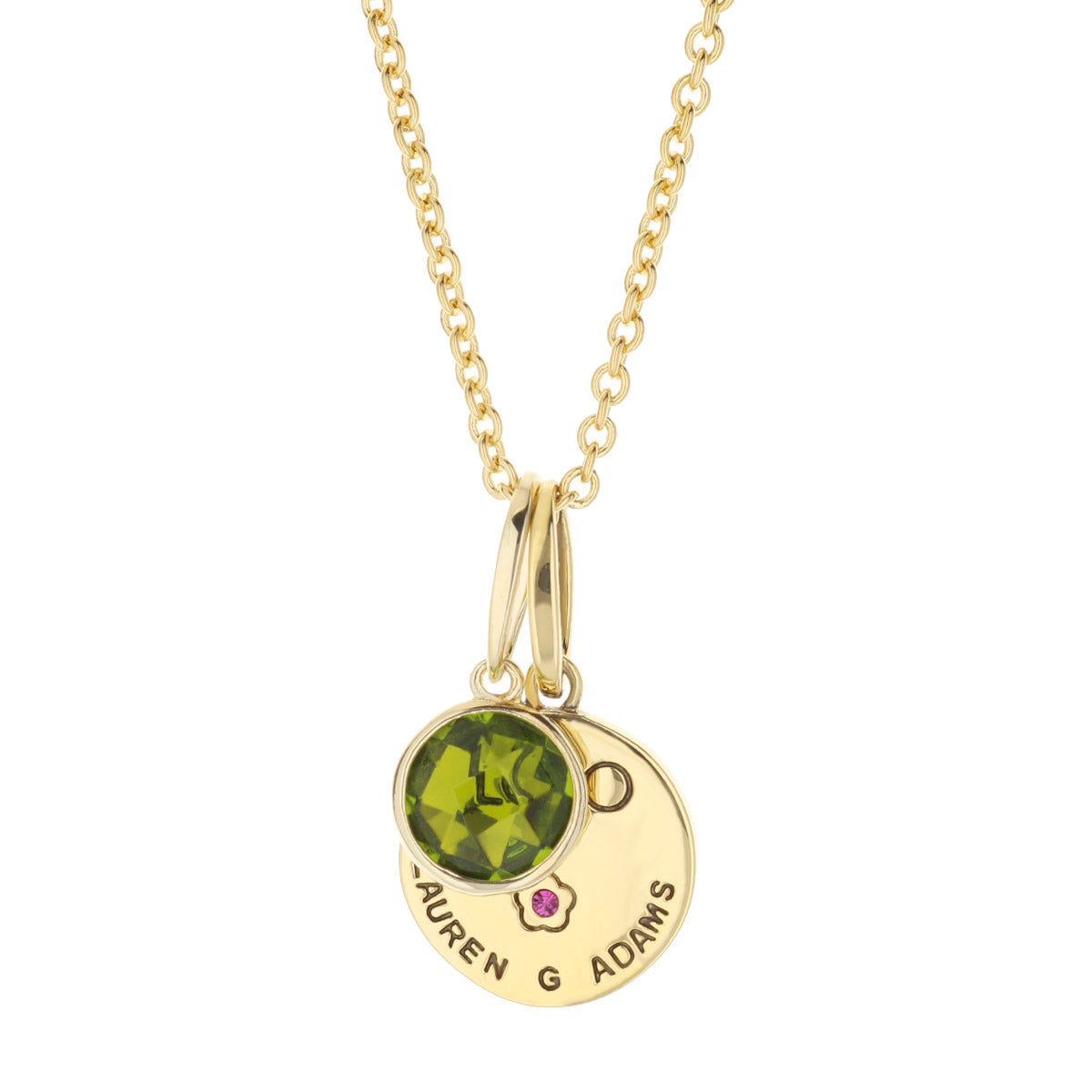 Birthstone Necklace August green gemstone pendant on gold chain Lauren G Adams on Tampa Home & Garden Store