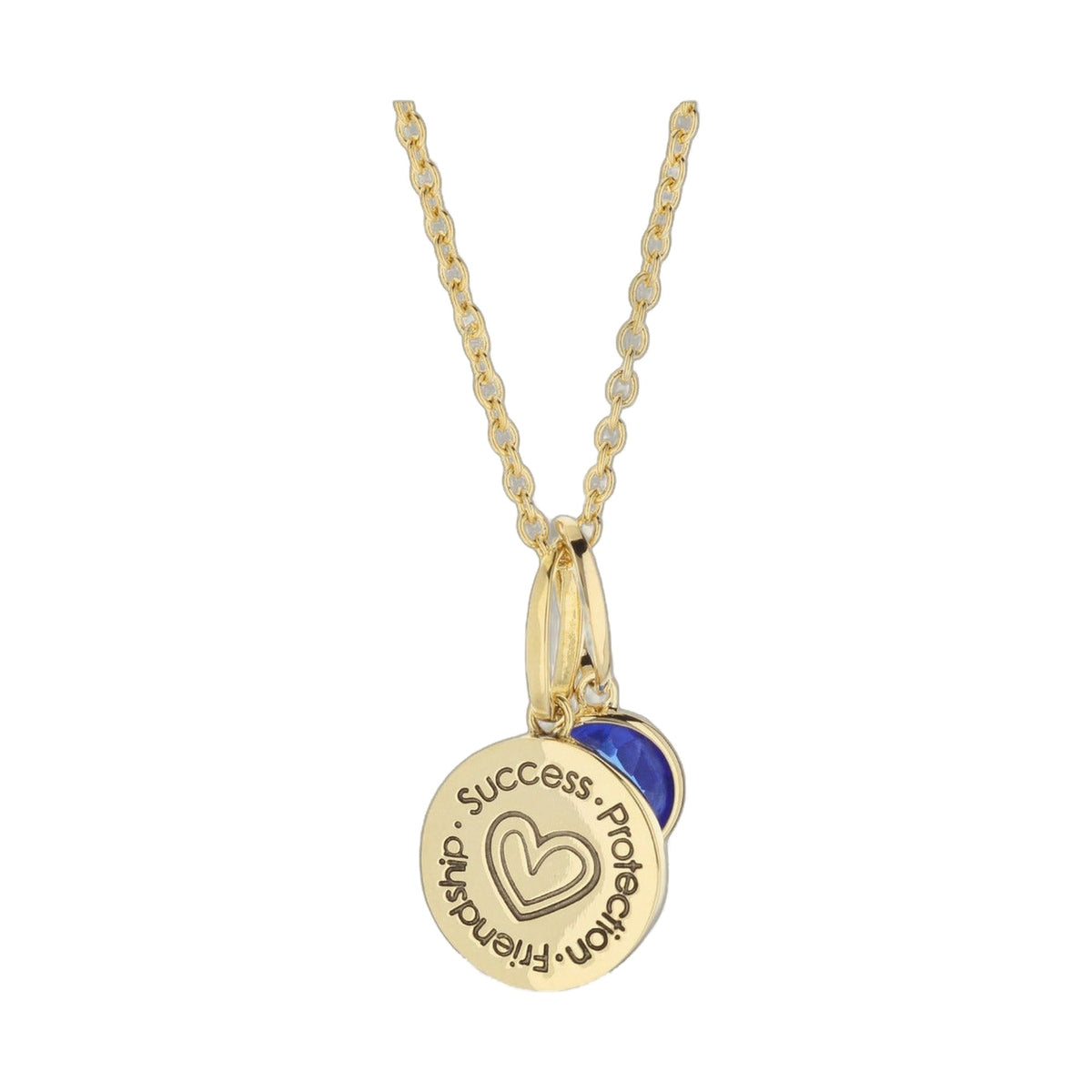 Birthstone Necklace by Lauren G Adams with a gold-tone chain and blue September birthstone pendant on Tampa Home & Garden Store