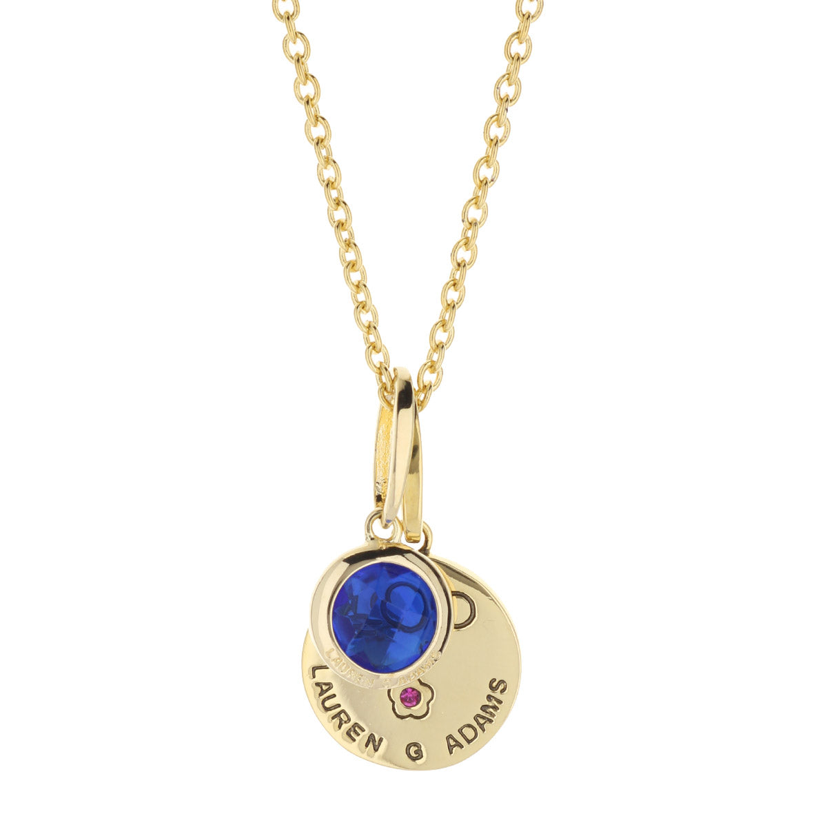 September Birthstone Necklace with blue sapphire centerpiece, gold chain, Lauren G Adams on Tampa Home & Garden Store