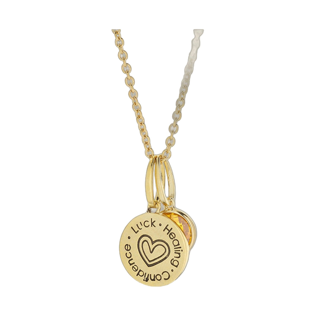 November Birthstone Necklace by Lauren G Adams; gold-tone chain with round pendant and heart on Tampa Home & Garden Store
