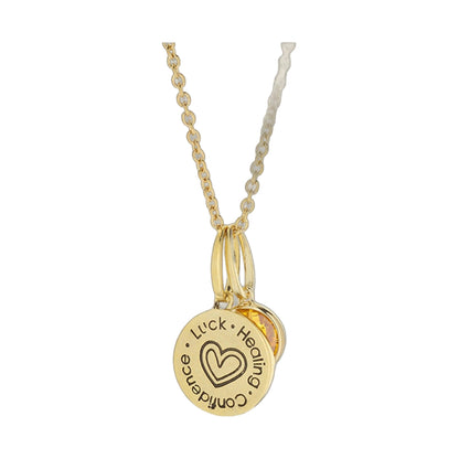November Birthstone Necklace by Lauren G Adams; gold-tone chain with round pendant and heart on Tampa Home & Garden Store