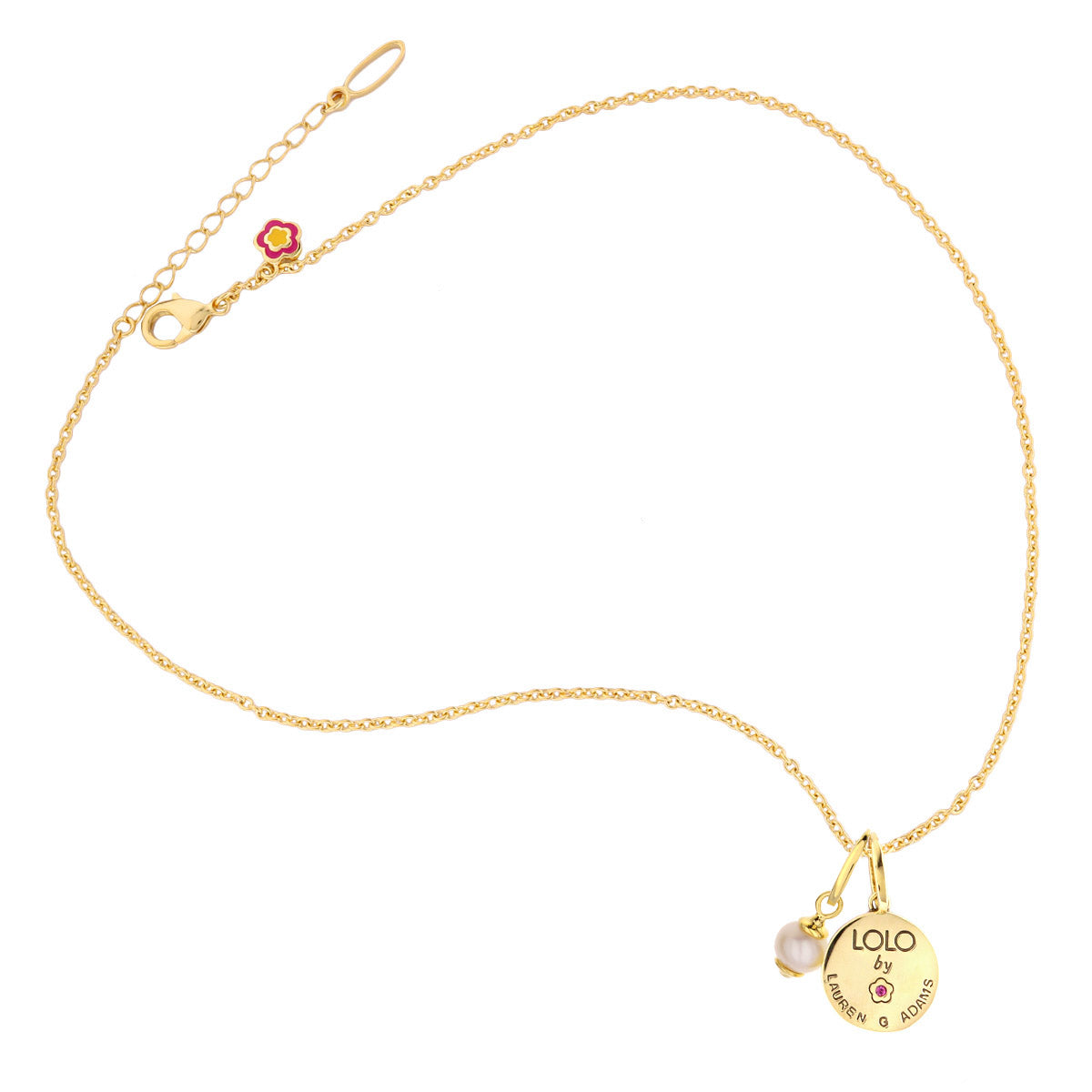 Initial T Necklace gold-tone chain with LOLO pendant by Lauren G Adams, pearl charm on Tampa Home & Garden Store