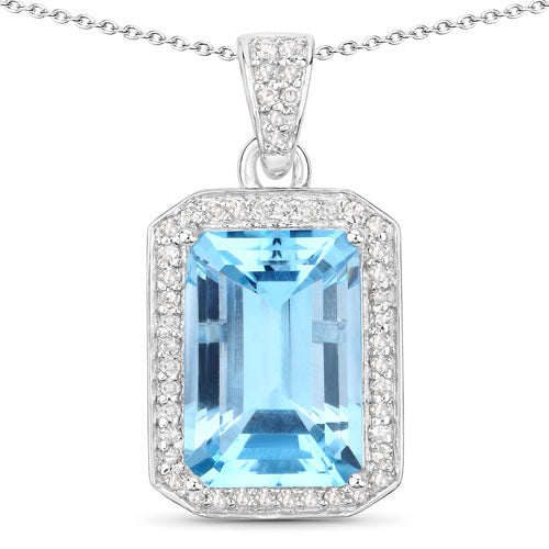 Pendant 5.85ct blue topaz with white diamond halo in .925 sterling silver by Bids.com on Tampa Home & Garden Store