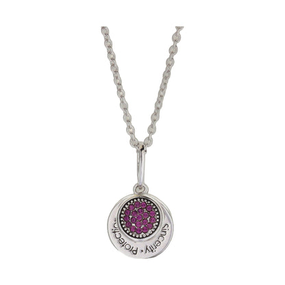 February Birthstone Necklace by Lauren G Adams with silver chain and round amethyst pendant on Tampa Home & Garden Store
