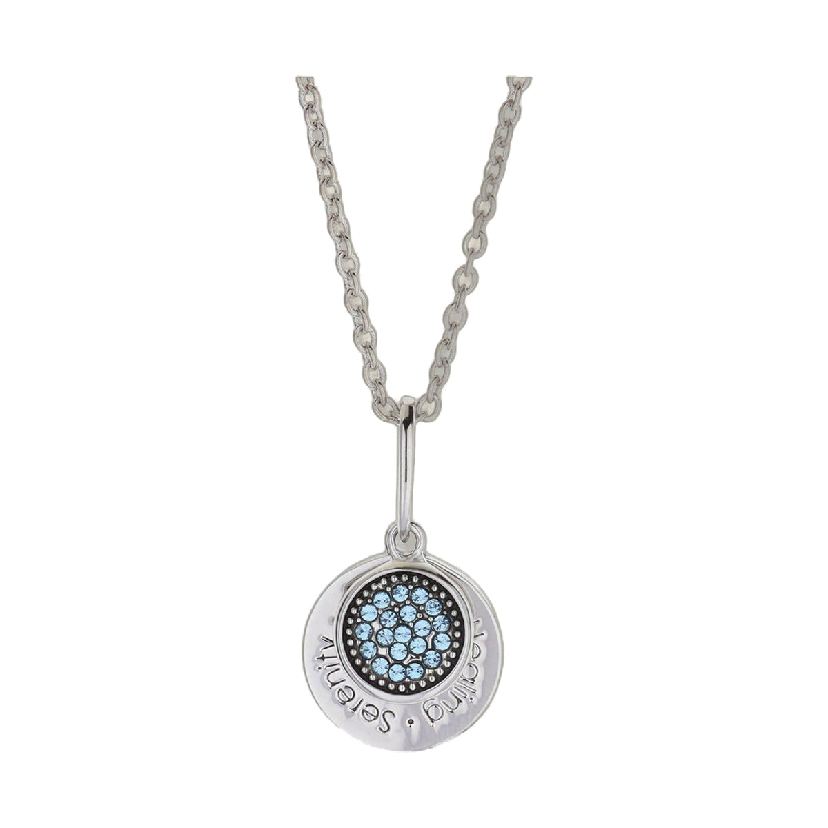 March Birthstone Necklace with round blue aquamarine stones on a silver-tone chain on Tampa Home & Garden Store