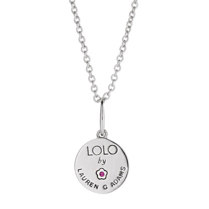 Birthstone Necklace LOLO by Lauren G Adams pendant with pink gemstone flower on silver chain on Tampa Home & Garden Store