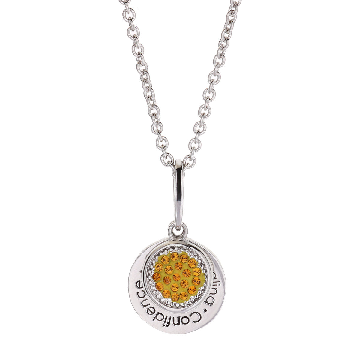 November Birthstone Necklace by Lauren G Adams, silver pendant with citrine stones on chain on Tampa Home & Garden Store
