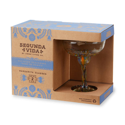 Set of Two Handblown Mexican Margarita Glasses