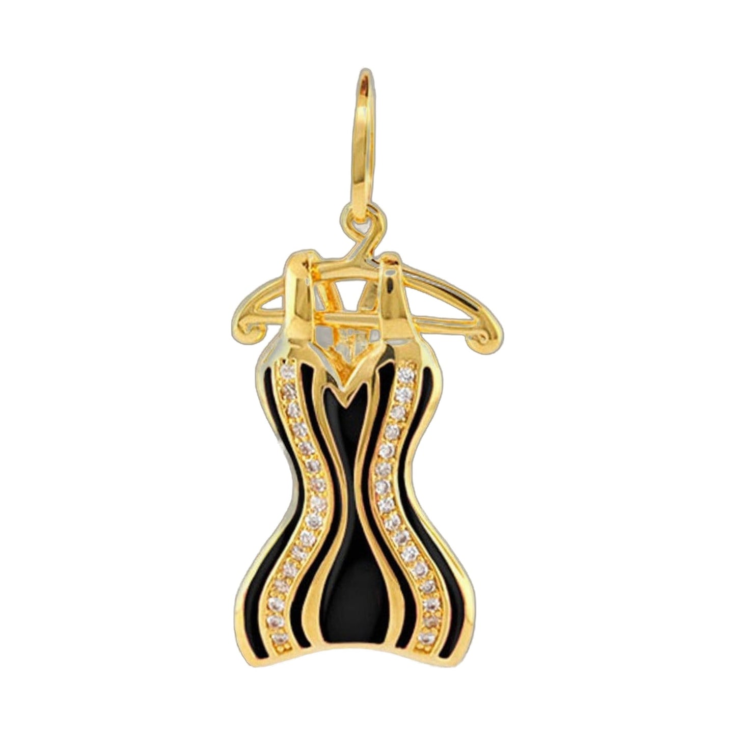 Dress Pendant crown-shaped gold pendant with black enamel and pave crystals by Lauren G Adams on Tampa Home & Garden Store