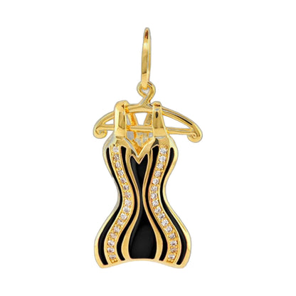 Dress Pendant crown-shaped gold pendant with black enamel and pave crystals by Lauren G Adams on Tampa Home & Garden Store