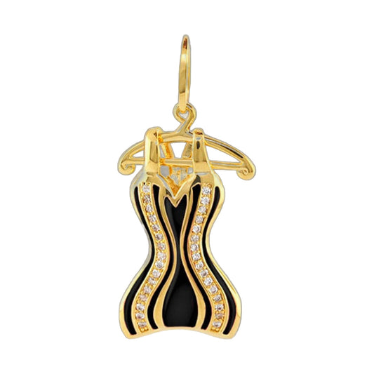 Dress Pendant crown-shaped gold pendant with black enamel and pave crystals by Lauren G Adams on Tampa Home & Garden Store