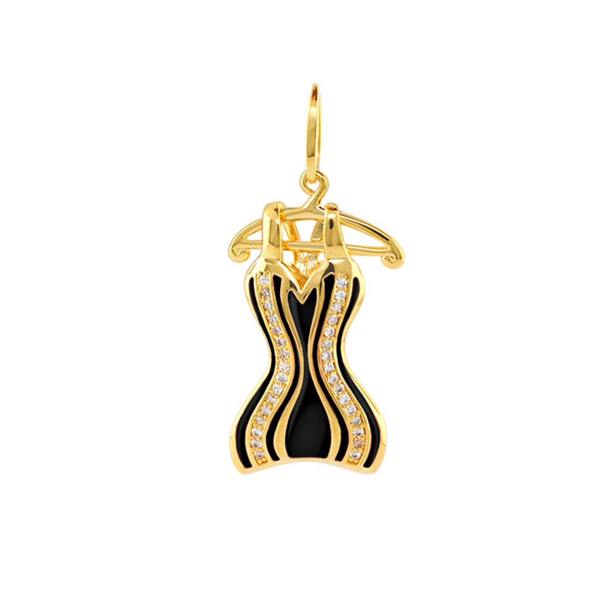 Dress Pendant charm in gold with black enamel and pavé crystals, Lauren G Adams on Tampa Home & Garden Store