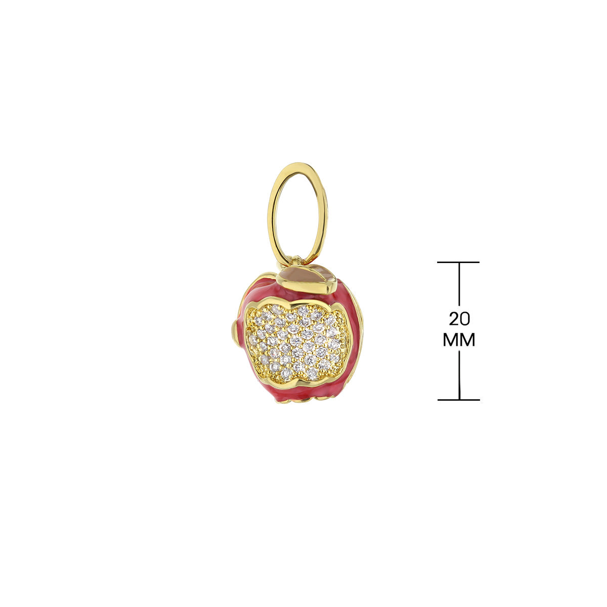 Apple pendant by Lauren G Adams, red enamel apple with diamond center in gold setting on Tampa Home & Garden Store