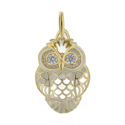Owl Charm Pendant by Lauren G Adams, gold-tone owl with crystal pavé accents on Tampa Home & Garden Store