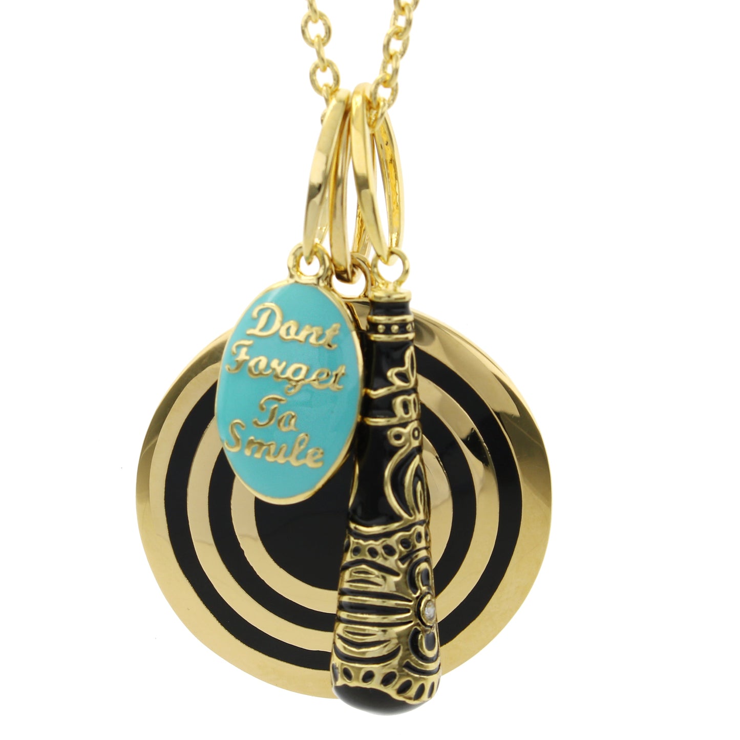 Petit Gateau pendant necklace by Lauren G Adams; gold-tone chain with turquoise disk charm on Tampa Home & Garden Store