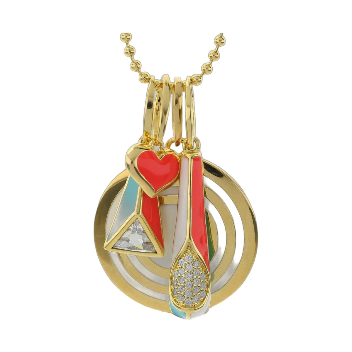 Petit Gateau Necklace Set pendant gold-tone chain with heart enamel charm and crystal accents on Tampa Home & Garden Store