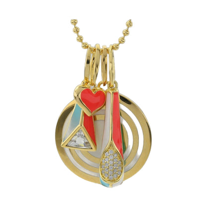 Petit Gateau Necklace Set pendant gold-tone chain with heart enamel charm and crystal accents on Tampa Home & Garden Store