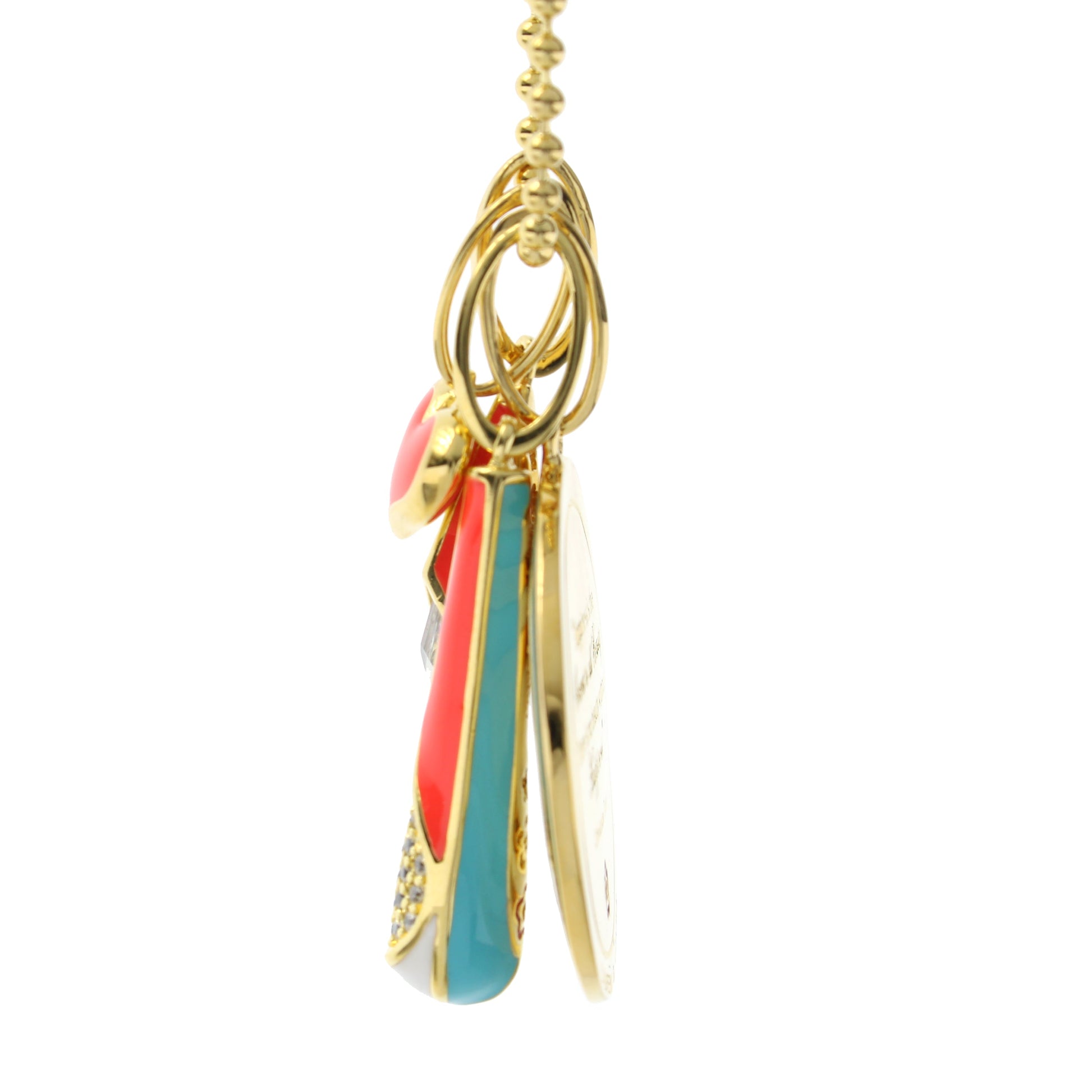 Petit Gateau Necklace Set pendant gold-tone with turquoise enamel by Lauren G Adams on Tampa Home & Garden Store