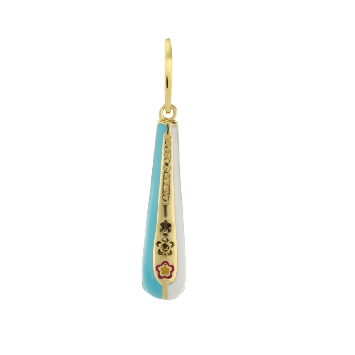 Petit Gateau pendant charm enamel turquoise stripe with pavé gold trim by Lauren G Adams on Tampa Home & Garden Store