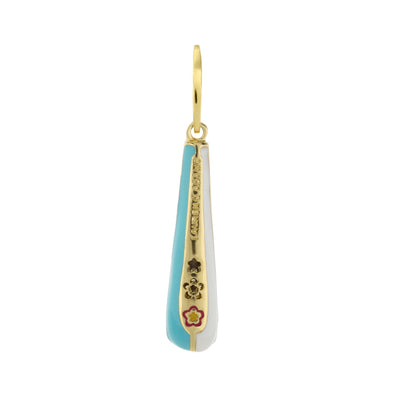 Petit Gateau pendant charm enamel turquoise stripe with pavé gold trim by Lauren G Adams on Tampa Home & Garden Store