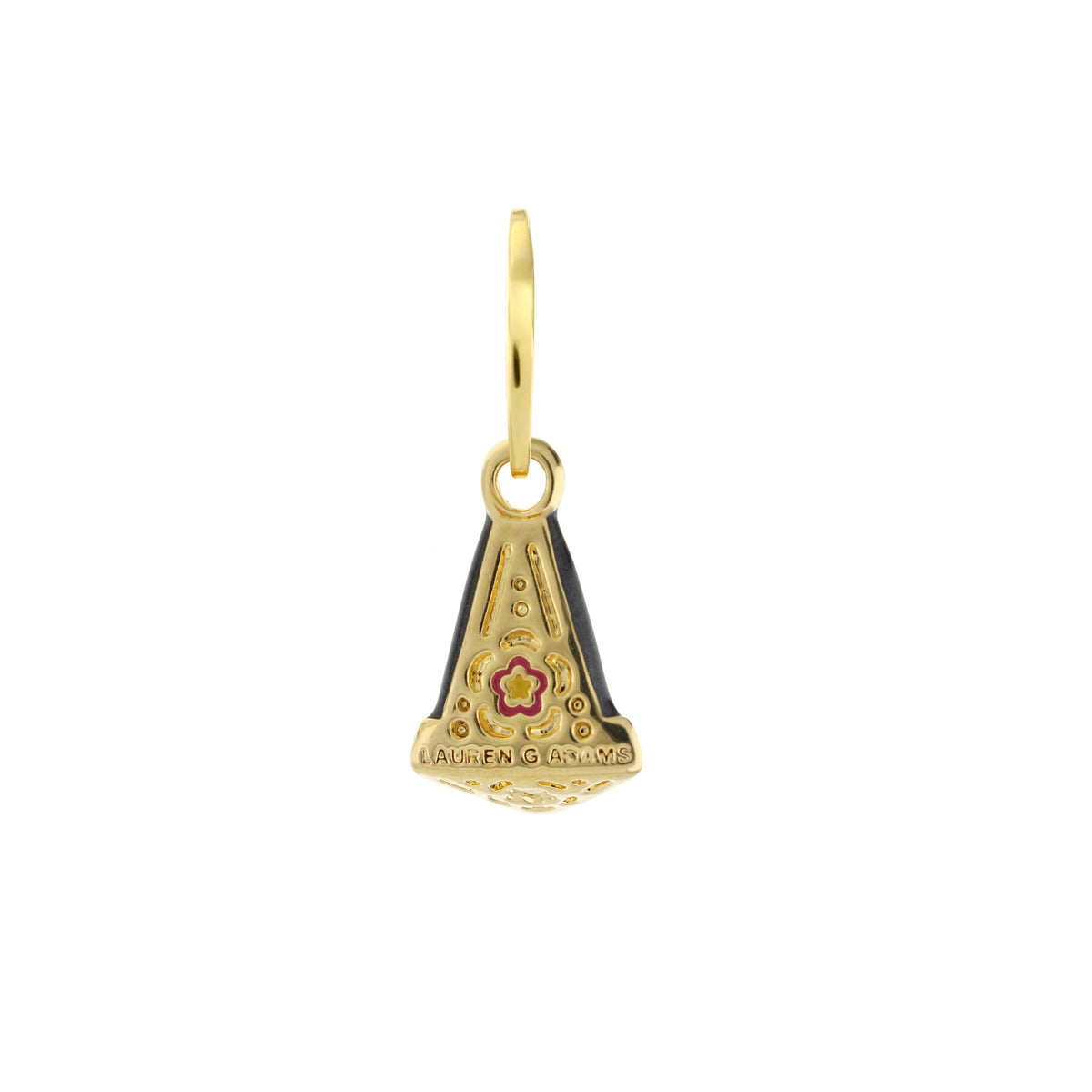 Petit Gateau Pendant — Black Bell Charm, gold bail, enamel black with motif, Lauren G Adams on Tampa Home & Garden Store