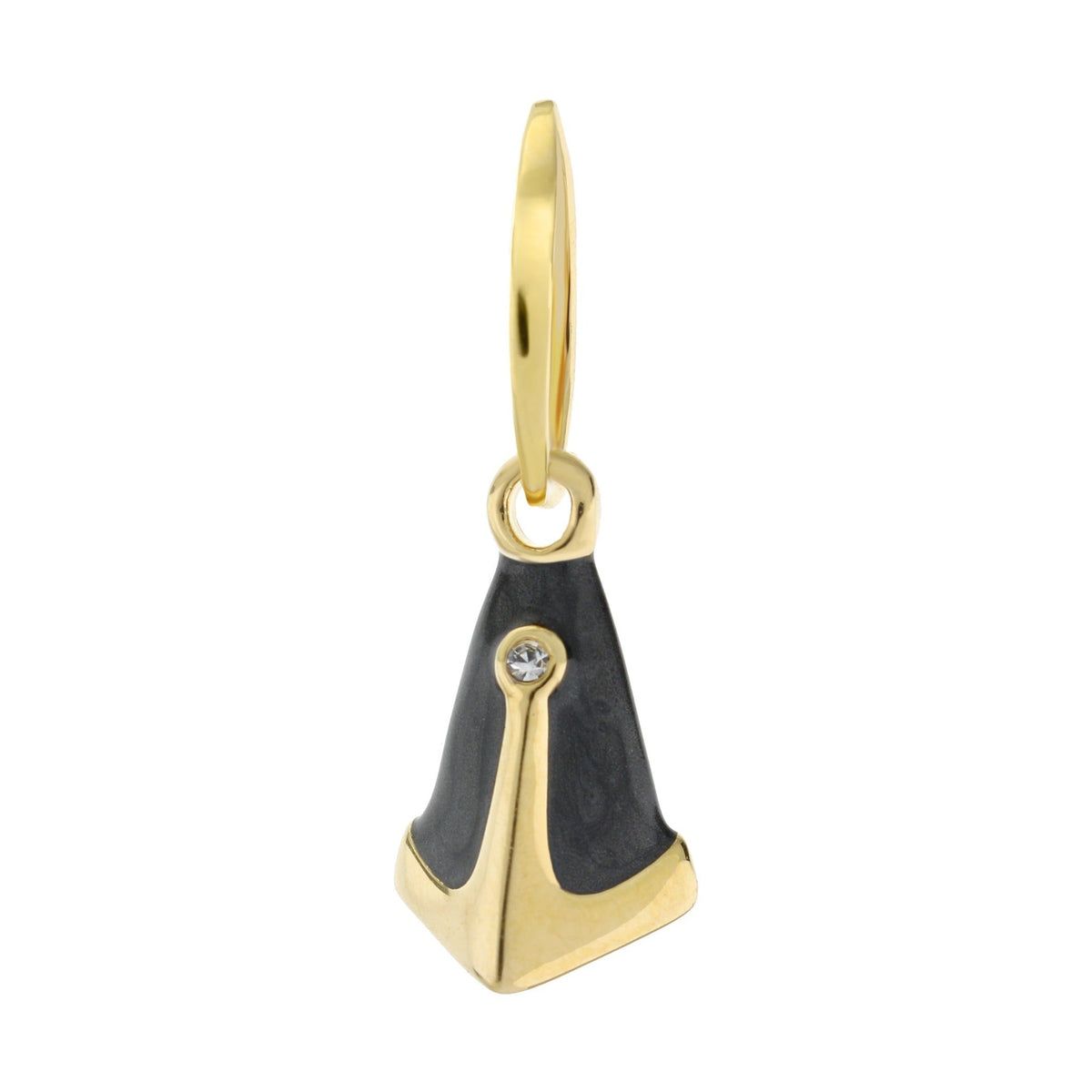 Petit Gateau Pendant Black Bell Charm by Lauren G Adams, gold-tone metal with black enamel and crystal accent on Tampa Home & Garden Store