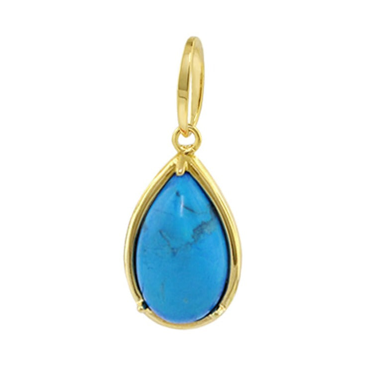 Eau Drop Pendant in gold-tone setting with blue turquoise teardrop stone on Tampa Home & Garden Store