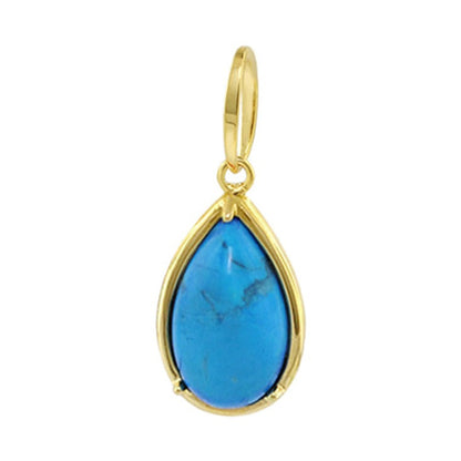Eau Drop Pendant in gold-tone setting with blue turquoise teardrop stone on Tampa Home & Garden Store