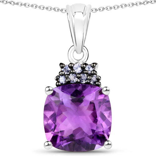 Sterling Silver pendant with 6.10ct amethyst and tanzanite cluster, chain included Bids.com on Tampa Home & Garden Store