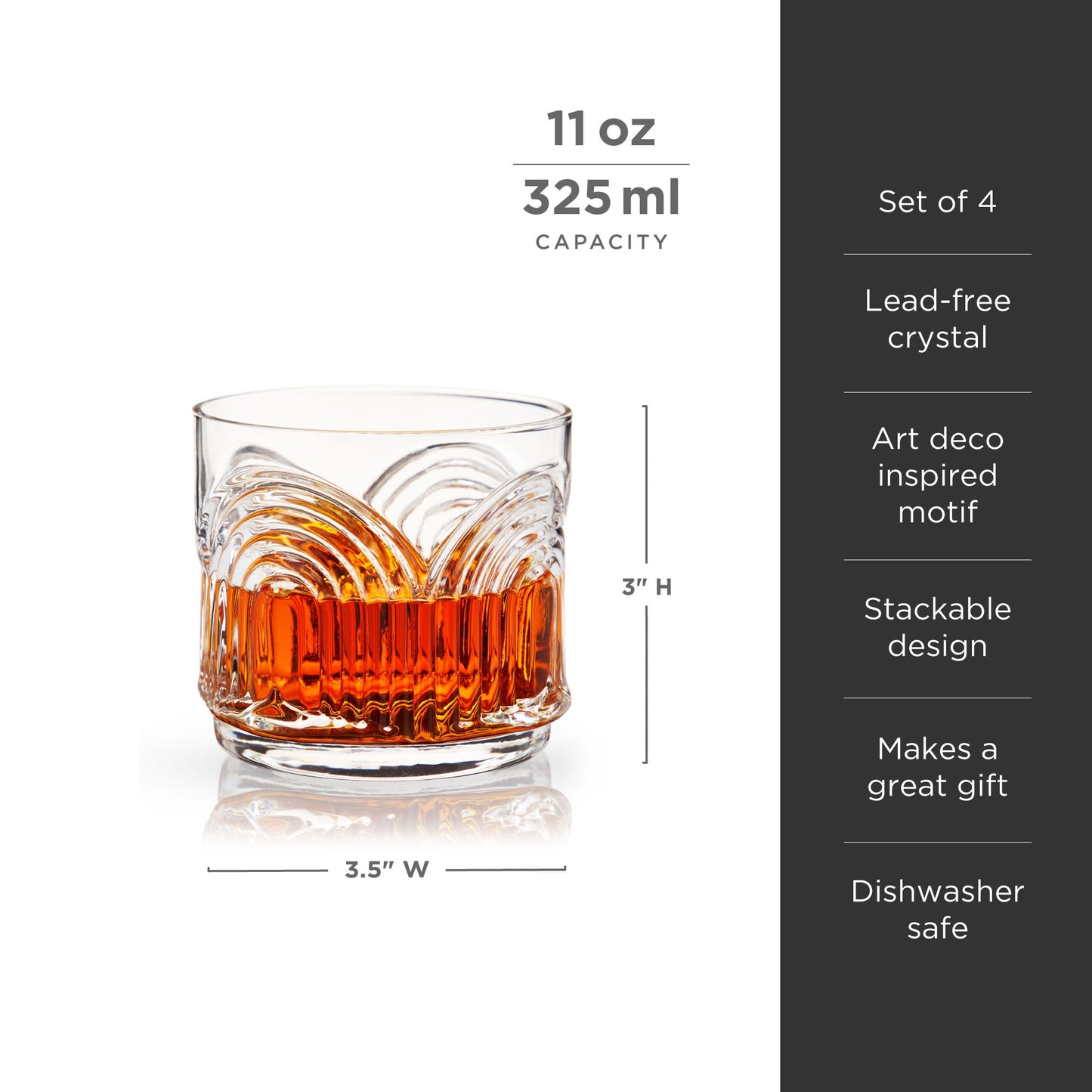 Elegant Beau Crystal Lowball Tumbler Set of Four